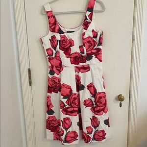 White House Black Market Floral Dress - Red and White